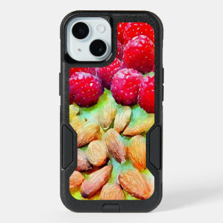 Luscious Raspberries and Almond Watercolor Artwork iPhone 15 Case