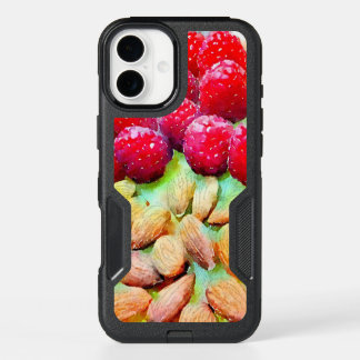 Luscious Red Raspberries and Almonds Watercolor iPhone 16 Plus Case