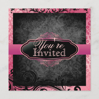 Luscious Vintage Pink Scroll Birthday Invitations