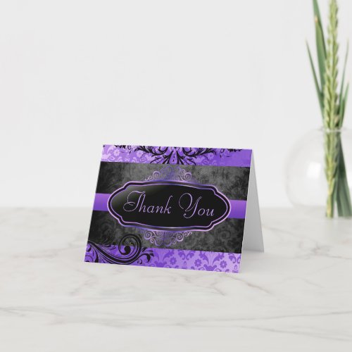 Luscious Vintage Purple Scroll Thank You Card