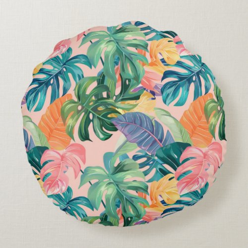 Lush and vibrant tropical foliage pillow