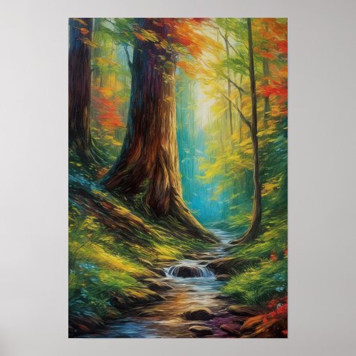 Lush Beauty of Autumns Forest Poster