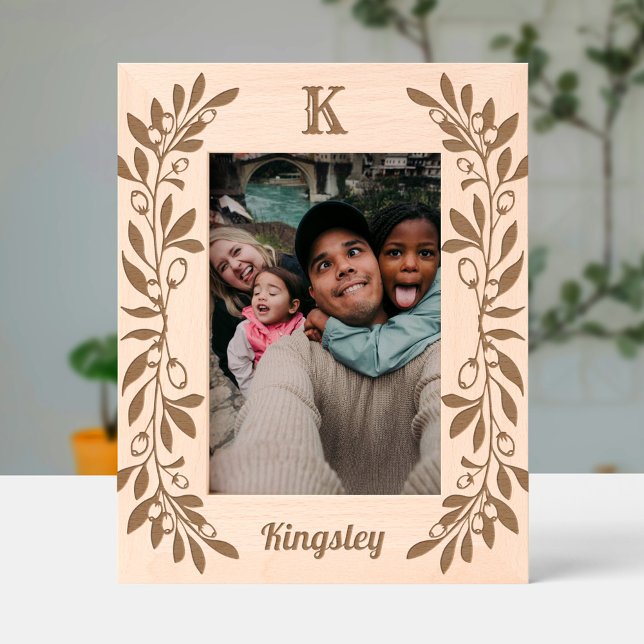 Lush Berry Sprigs Monogram & Name Engraved Frames (Creator Uploaded)