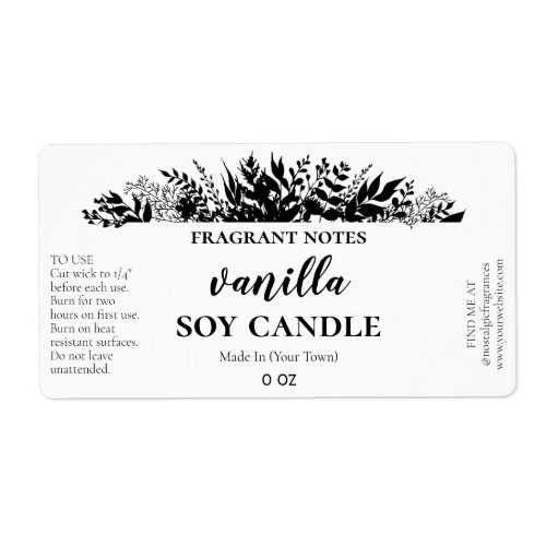 Lush Black And White Arrangement Candle Labels
