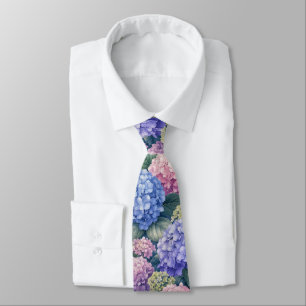 Lush Blooming Hydrangea Gardens Neck Tie