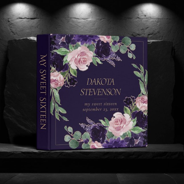 Lush Blossom | Dark Purple and Pink Photo Album 3 Ring Binder (Creator Uploaded)