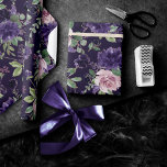 Lush Blossom | Dark Purple and Pink Rose Pattern Wrapping Paper<br><div class="desc">Playfully eye-catching, yet sophisticated twist on the modern Bohemian rustic chic hand-painted watercolor floral botanical bouquet in luxurious bold purples and pinks with luscious greenery botanical. From the "Boho Bloom" collection, this gorgeous design features rich wildflower bouquets with radiant flower blooms and eucalyptus greenery foliage. For other colors or matching...</div>