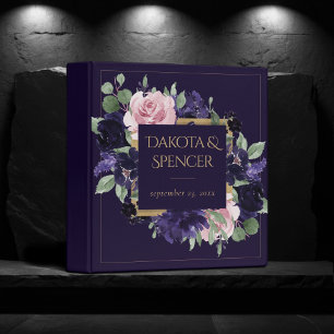Lush Blossom   Dark Purple and Pink Wreath Album 3 Ring Binder