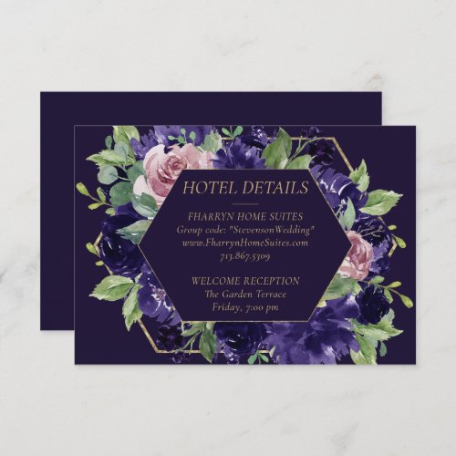 Lush Blossom  Pink and Purple Wreath Reception Enclosure Card