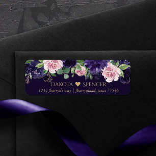 Lush Blossom Purple and Pink Bouquet Address Label