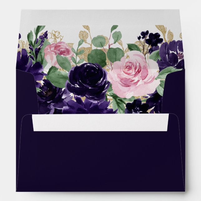 Lush Blossom | Purple and Pink Garland Addressed Envelope (Back (Bottom))