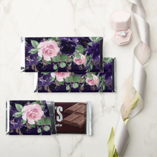 Lush Blossom   Purple and Pink Rose Floral Custom Hershey Bar Favors