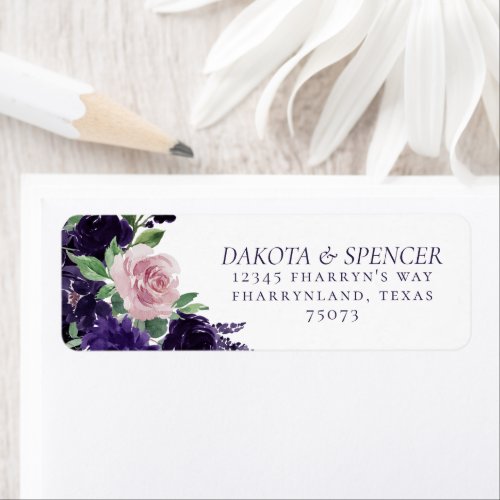 Lush Blossoms  Pink and Purple Floral Address Label