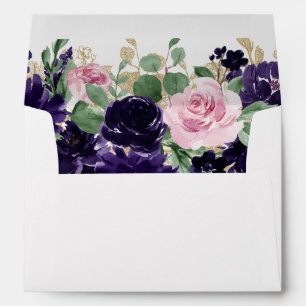 Lush Blossoms Pink and Purple Return Address Envelope