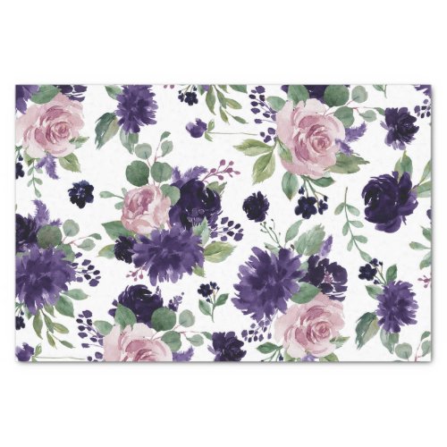 Lush Blossoms  Purple and Pink Floral Pattern Tissue Paper