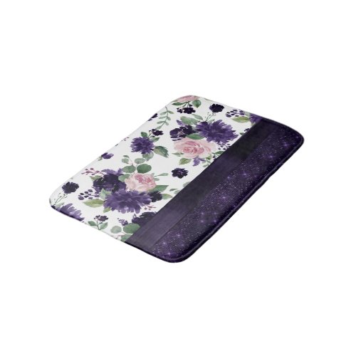 Lush Blossoms  Purple and Pink Floral Shimmer Bath Mat