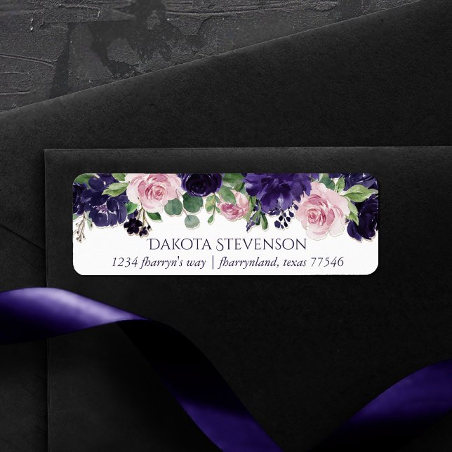 Lush Blossoms | Purple and Pink Garland Address Label (Creator Uploaded)