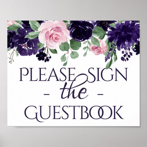 Lush Blossoms  Purple and PInk Guestbook Sign