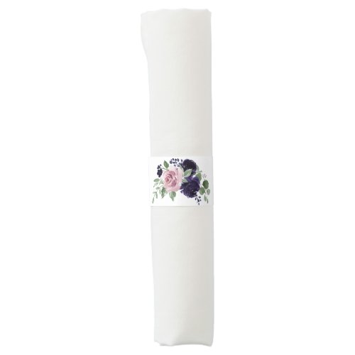 Lush Blossoms  Purple and Pink Rose Bouquet Napkin Bands