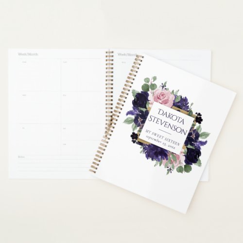 Lush Blossoms  Purple and Pink Rose Floral Custom Planner