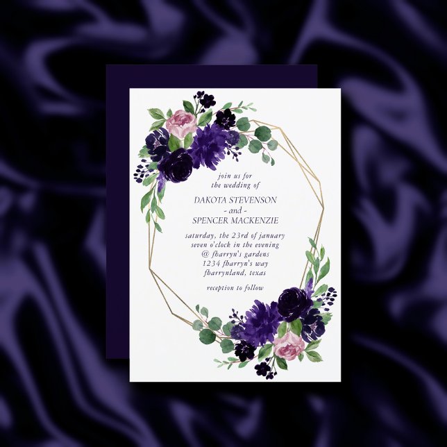Lush Blossoms | Purple and Pink Rose Floral Frame Invitation (Creator Uploaded)