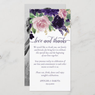 Lush Blossoms Purple and Pink Rose Floral Photo Thank You Card