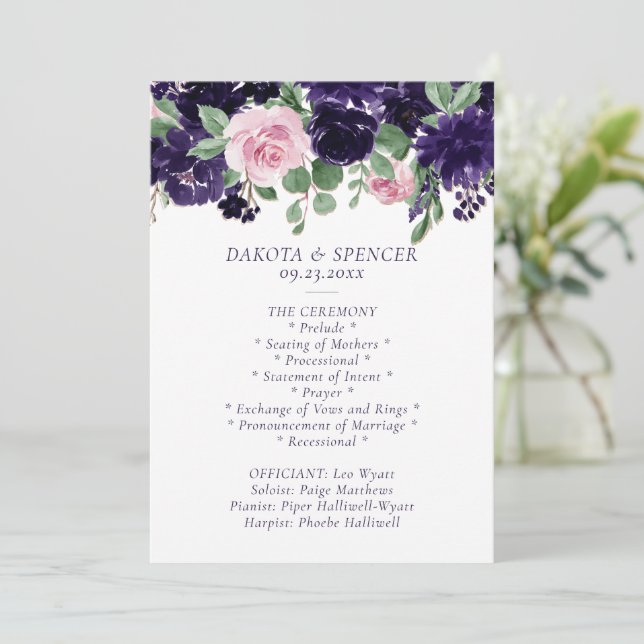 Lush Blossoms | Purple and Pink Rose Garland Program (Standing Front)