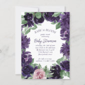 Lush Blossoms | Purple and Pink Rose Gender Reveal Invitation (Front)