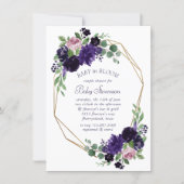 Lush Blossoms | Purple and Pink Rose Love in Bloom Invitation (Front)