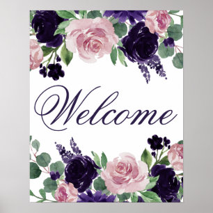 Lush Blossoms   Purple and Pink Rose Welcome Poster