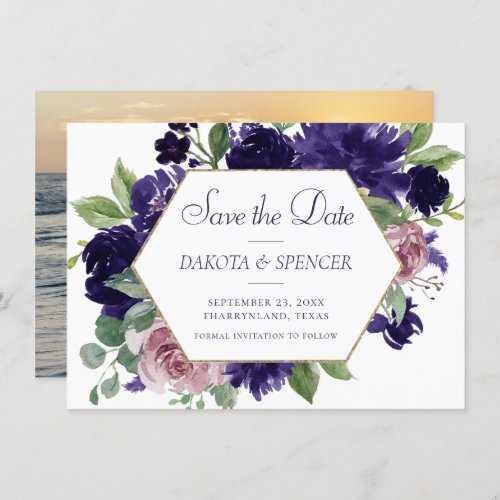 Lush Blossoms  Purple and Pink Rose Wreath Photo Save The Date