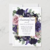 Lush Blossoms | Purple and Pink Roses Anniversary Invitation (Front)