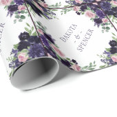 Lush Blossoms | Purple and Pink Roses Monogram Wrapping Paper (Roll Corner)