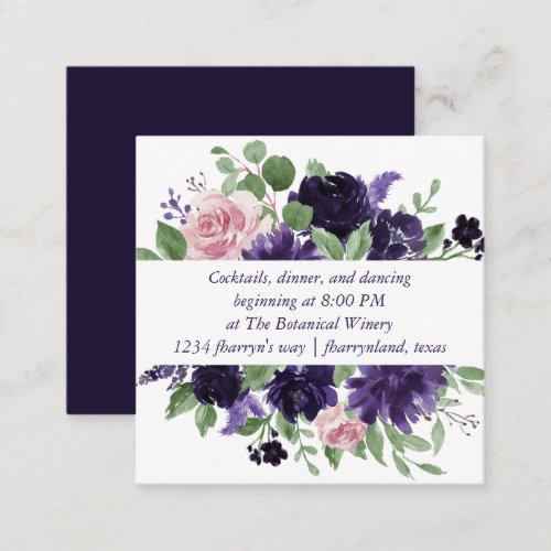Lush Blossoms  Purple and Pink Roses Reception Enclosure Card