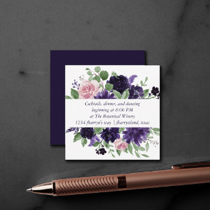 Lush Blossoms Purple and Pink Roses Reception Enclosure Card