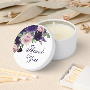 Lush Blossoms Purple and Pink Roses Thank You Mini Candle Favors