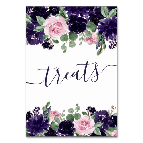 Lush Blossoms  Purple and Pink Roses Treats Table Number
