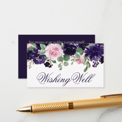 Lush Blossoms  Purple and Pink Roses Wishing Well Enclosure Card