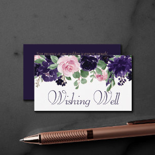 Lush Blossoms   Purple and Pink Roses Wishing Well Enclosure Card