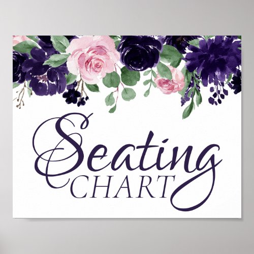 Lush Blossoms  Purple and Pink Seating Chart Sign