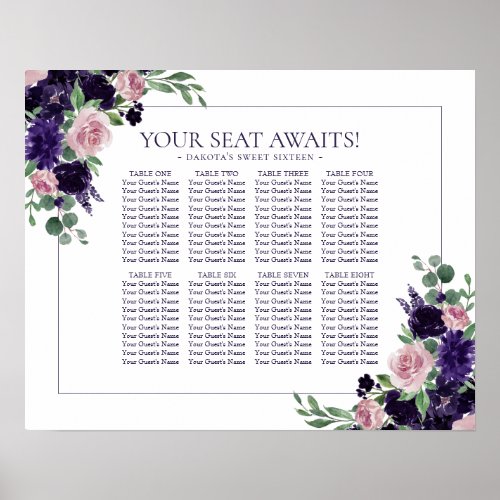 Lush Blossoms  Purple Pink 10 Top Seating Chart