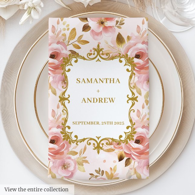 Lush Blush Gold Wedding Table Cloth Napkins (Lush Blush Gold Wedding Table Cloth Napkins)