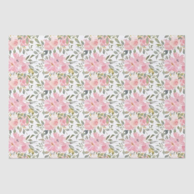 Lush Blush Pink Floral Small Business Packaging Tissue Paper (Front)