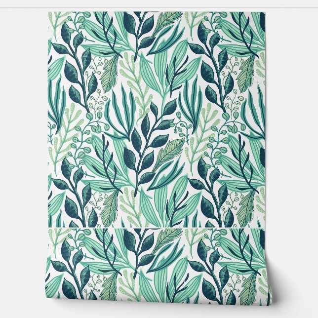 Lush Botanical summer green leaves Wallpaper Wallpaper (Unrolling)