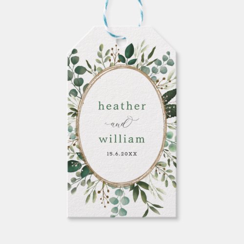 Lush Botanical Watercolor Greenery Wedding Favor Gift Tags