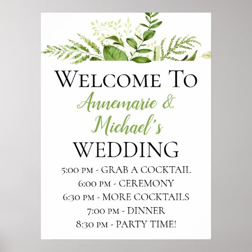 Lush Botanicals Wedding Ceremony Details Welcome Poster