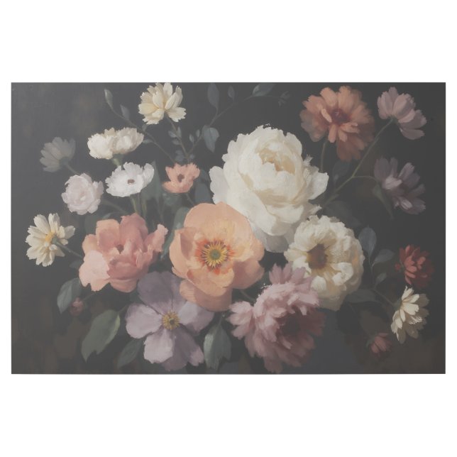 Lush Bouquet of Flowers on Dark Background Gallery Wrap (Front)