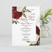 Lush Burgundy Floral Virtual Birthday Party Invitation (Standing Front)