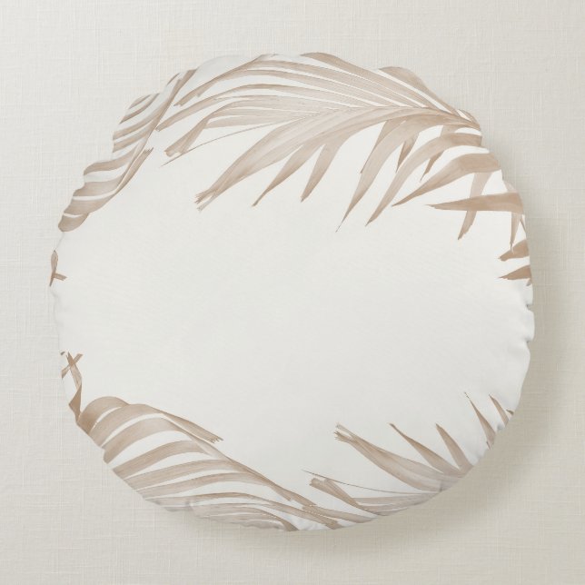 Lush Caribbean Palm Collage 3 Round Pillow (Front)