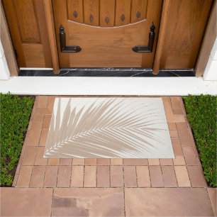 Lush Caribbean Palm in Warm Beige #1 #tropical  Doormat